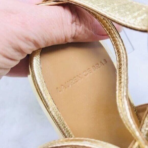 Laurence Bras Sandals Gold Wrap Gladiator Around Leather Single Toe, 7 NEW - Picture 7 of 10